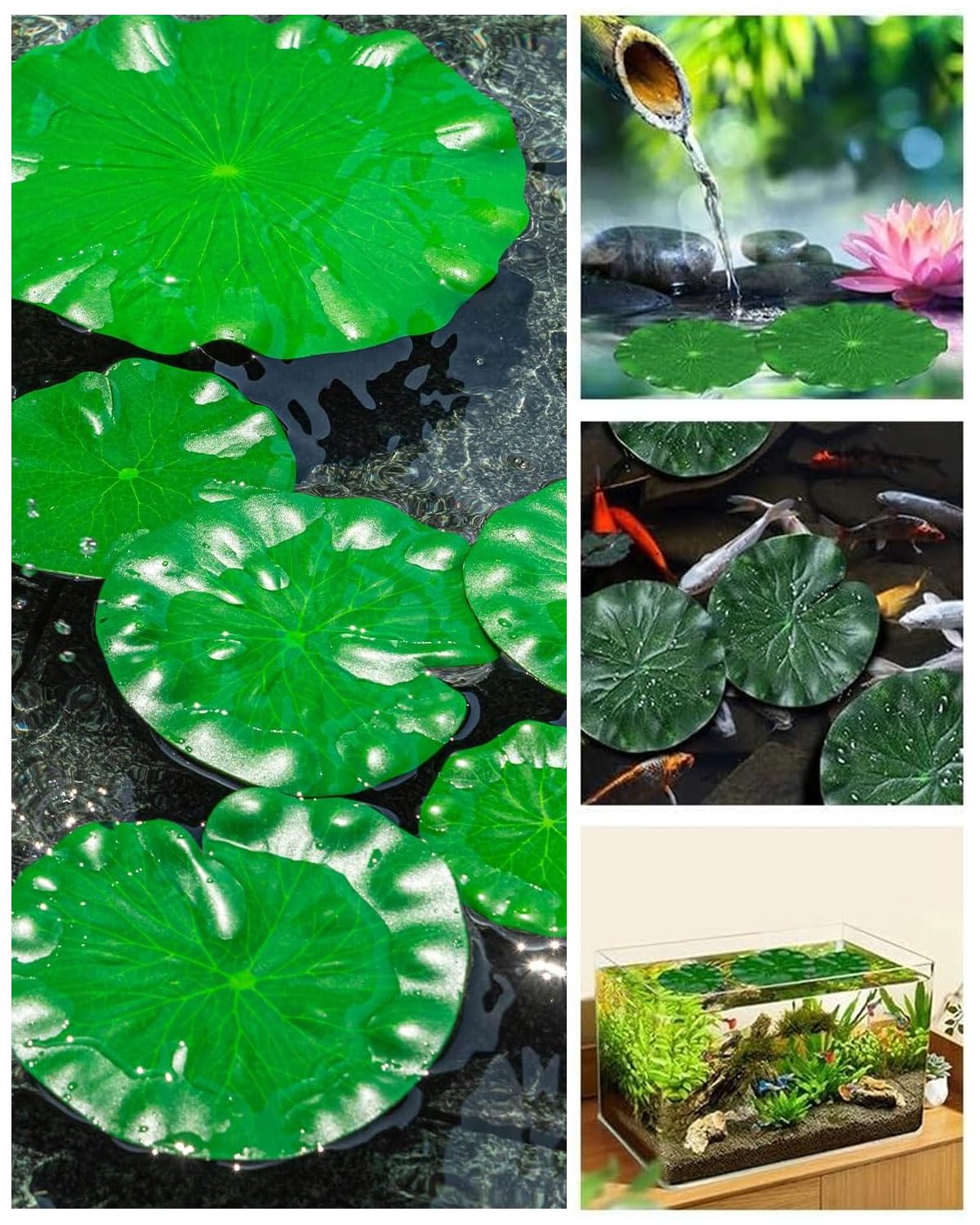 Foglie di loto artificiali, 13 pezzi di ninfee galleggianti, in schiuma, realistiche, per casa, giardino, laghetti, piscine, acquari, acquari, decorazioni paesaggistiche