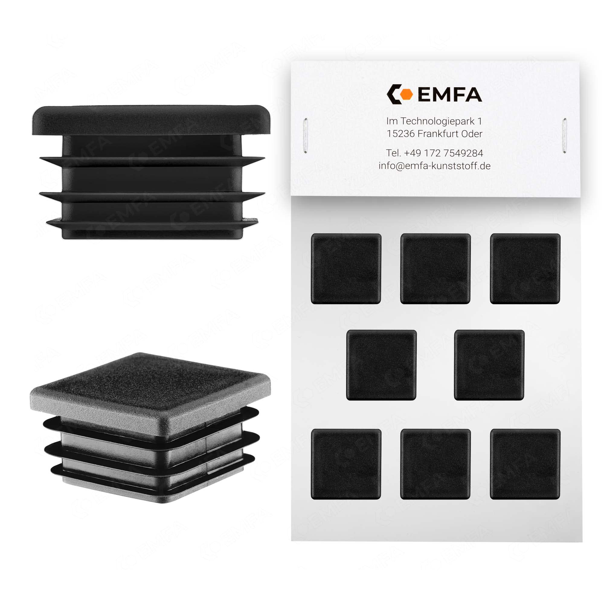 Tappi Terminali Per Tubo Quadrato 80x80mm Nero - 4 Pezzi - Con Lamelle Di Fissaggio - Foto 8