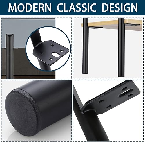 Miniatura 4 de KAERON Patas para muebles de 4 pulgadas, patas de repuesto de metal modernas cónicas oblicuas con tornillos de montaje para sofá, armario, otomano,