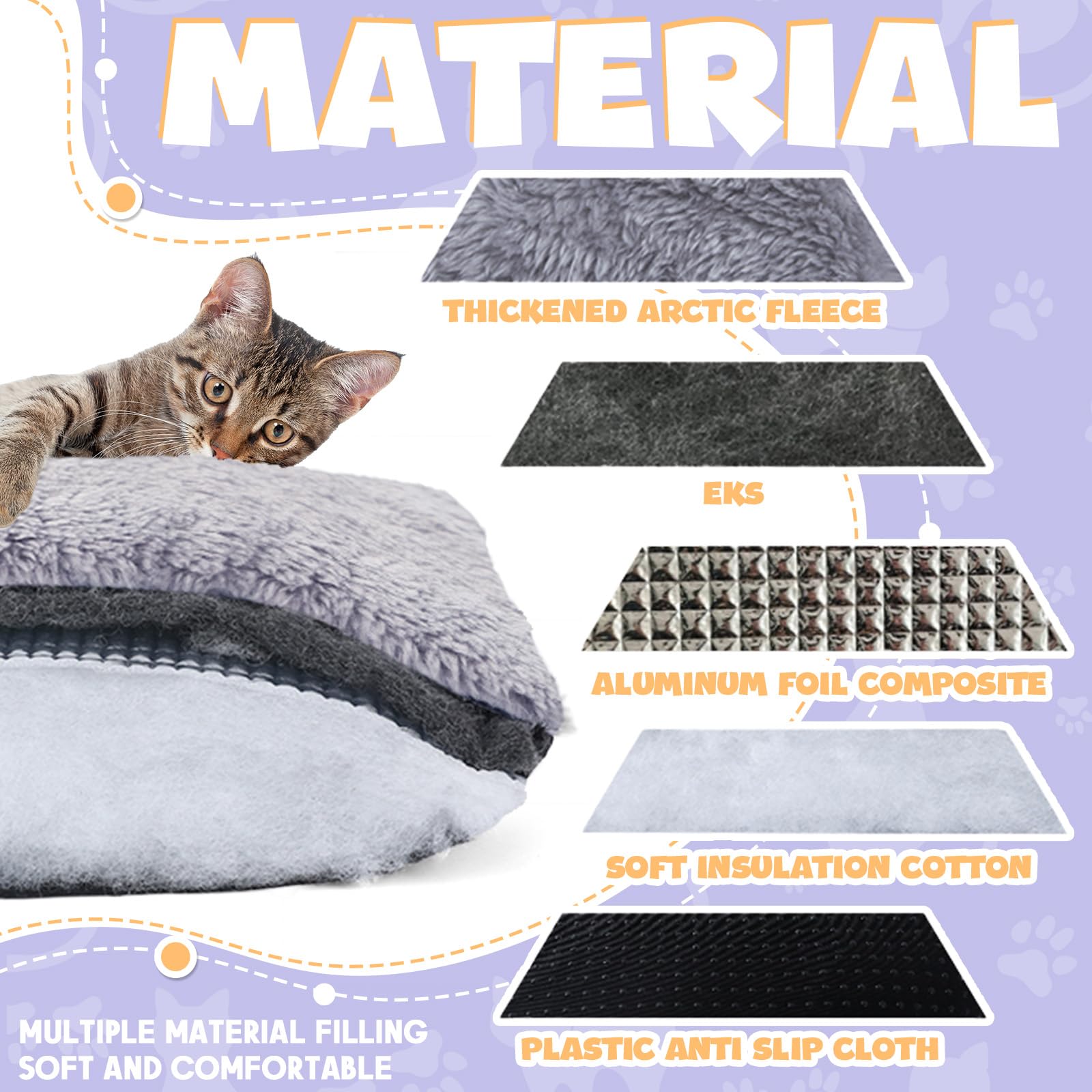 Selbstwärmende Katzenbett-Matte, selbstheizend, extra thermisch, für Katzen und Hunde, 35,6 x 49,5 cm, reflektierend, waschbar, Haustier-Heizkissen für Käfig, drinnen und draußen, 4 Stück