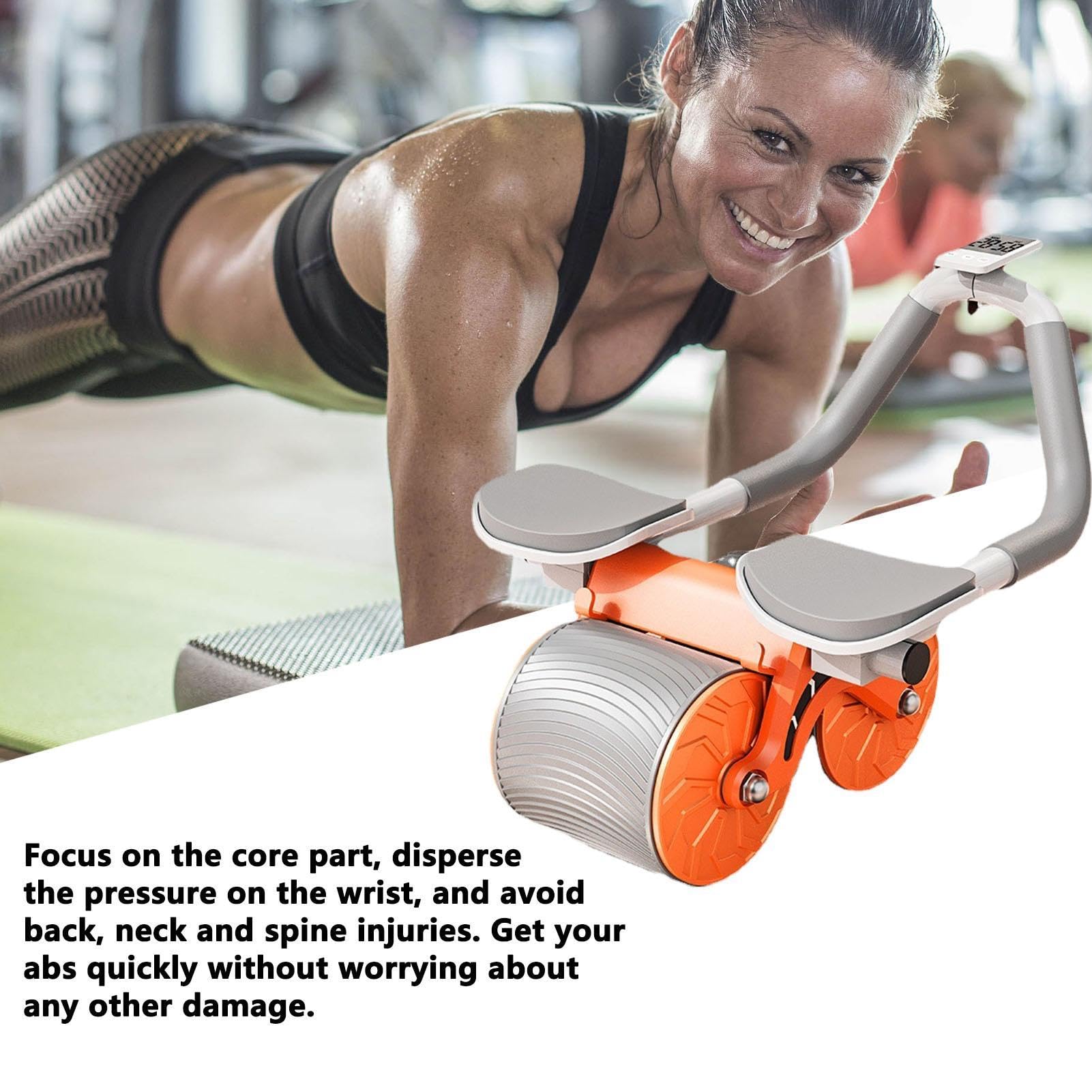 Rueda de fitness – Rueda de ejercicio abdominal, antideslizante doble | agarre, ultra ancho con asas ergonómicas, rodillera, equipo de entrenamiento de fuerza para hombres y mujeres