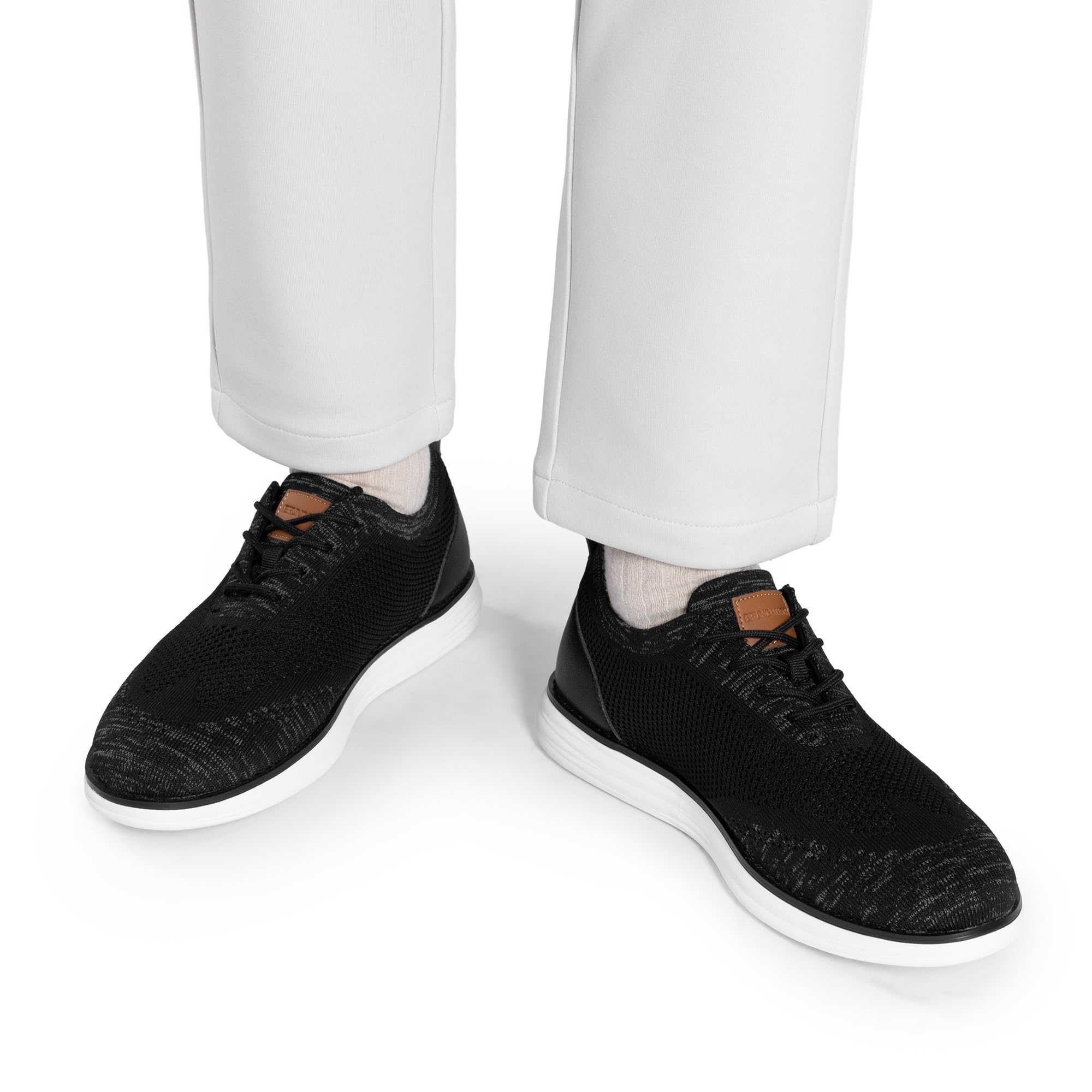 Bruno Marc Zapatos de Cordones Transpirables Zapatillas de Vestir Oxfords Clásico Formales Derby para Hombre Verano Casuales,Size 46,Gris/Negro,GRAND-02