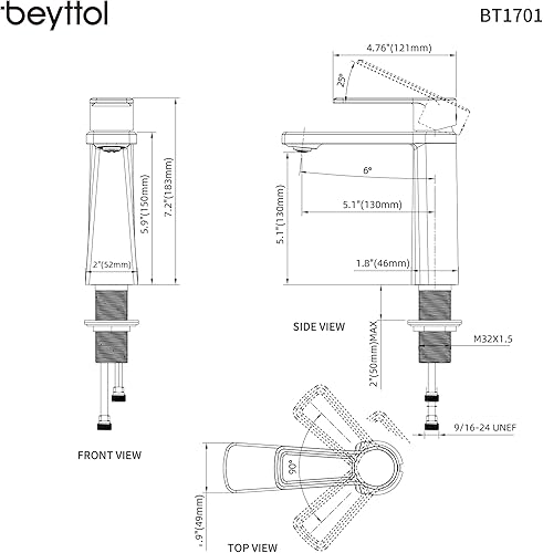 Miniatura 9 de beyttol Moderno grifo de baño de una sola manija 1 agujero o 3 agujero de montaje grifo de latón con desagüe emergente - cromo