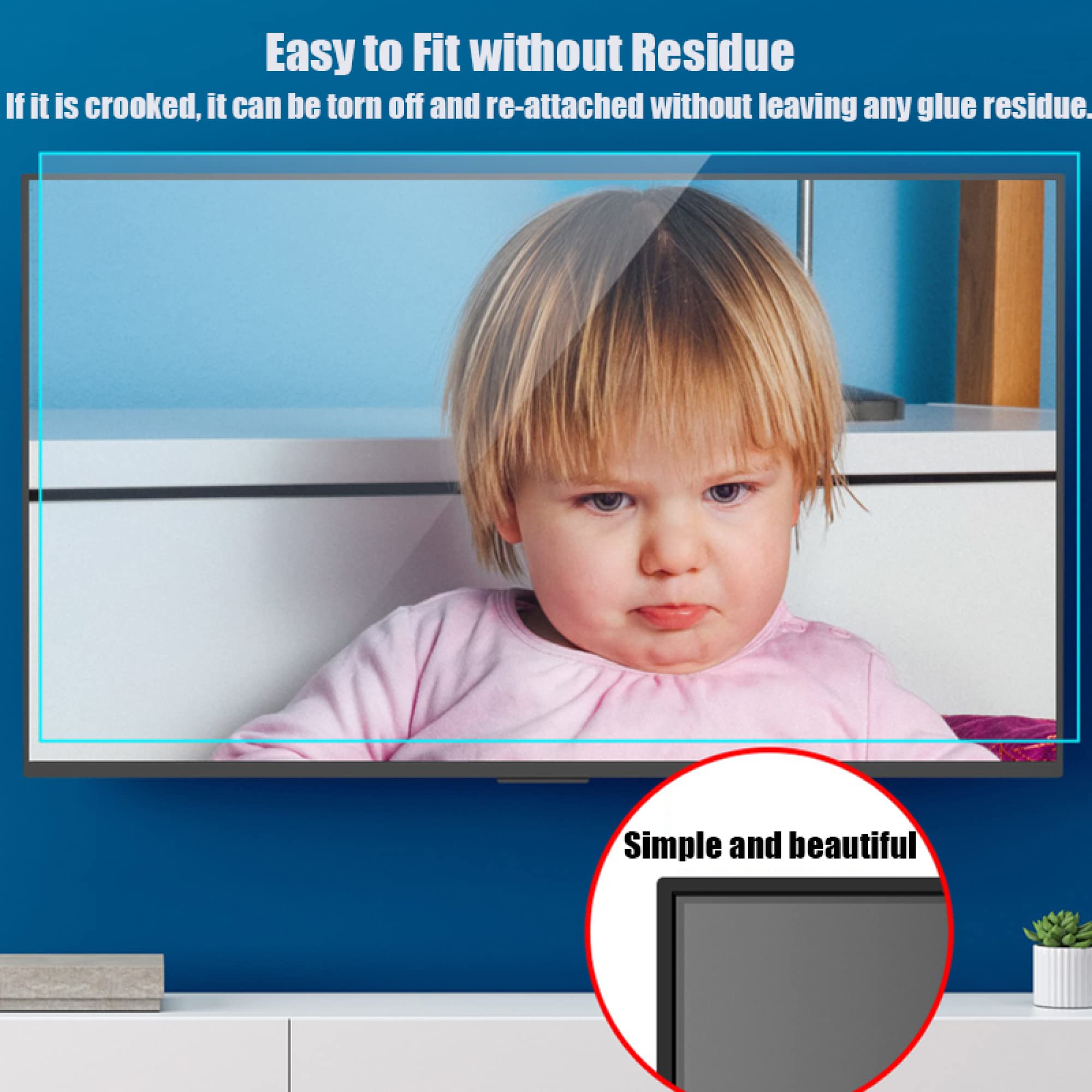 Protecteur d'écran à lumière bleue pour 32-75 pouces antireflet/anti-rayures/protection UV/filtre de film ultra-clair, soulage la fatigue oculaire, pour Smart TV 4K LED LG/clear / 55 Inches1221x689