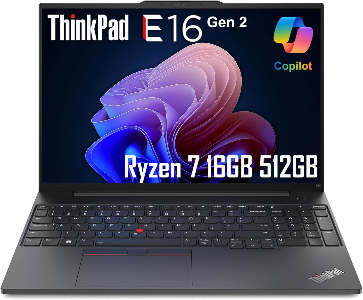 Lenovo ThinkPad E16 Gen 2 Business Laptop (16" FHD+ Anti-Glare, AMD Ryzen 7 7735U (> Intel i7-1355U), 16GB DDR5, 512GB SSD) Backlit, Fingerprint, 1080p Webcam, Wi-Fi, Ethernet, Win 11 Pro w/ Copilot