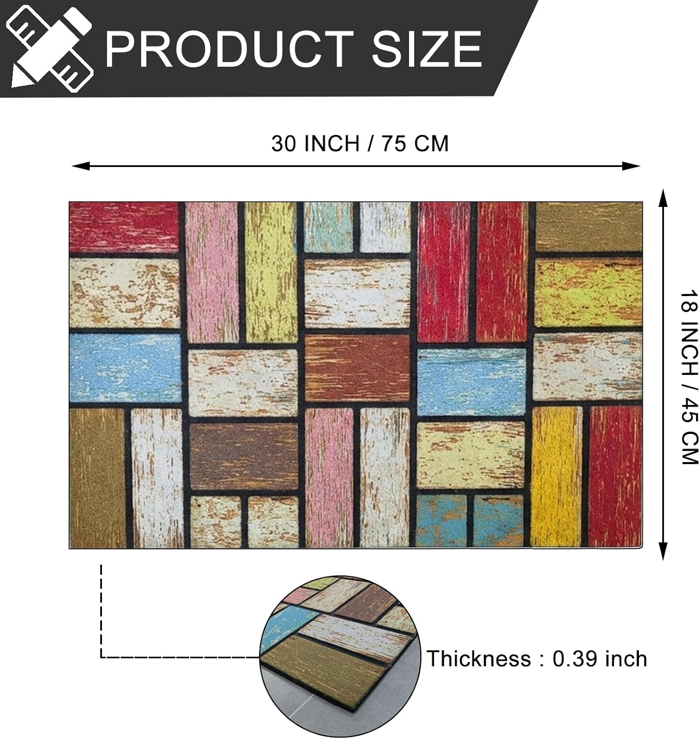 CHICHIC Welcome Door Mat 18 x 30 Inch Front Doormat Outdoors for Home Entrance Outdoors Mat for Outside Entry Way Doormat Entry Rugs, Heavy Duty Non Slip Rubber Back Low Profile, Colorful Wood