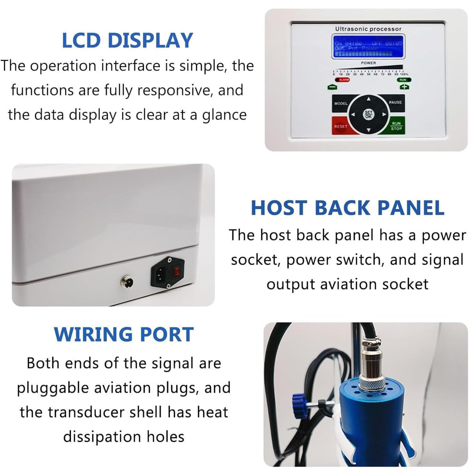 Homogeneizador ultrasónico, emulsionador de laboratorio, mezclador disruptor celular con procesador sonicador, con control digital, para emulsificación de líquidos y dispersión homogénea 8mmprobe