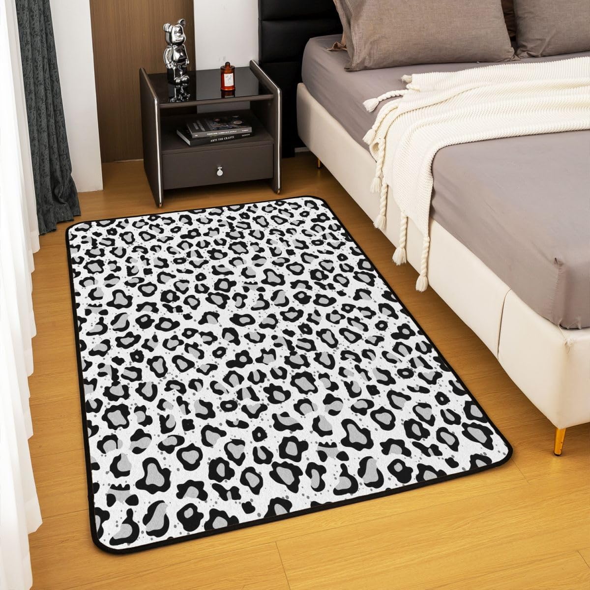 Erosebridal Grey Leopard Print Living Room Rugs 5x7 for Bedroom Cheetah Print Area Rug Africa Animal Wildlife Carpet Runner Non Slip Farmhouse Wild Animal Indoor Floor Mat