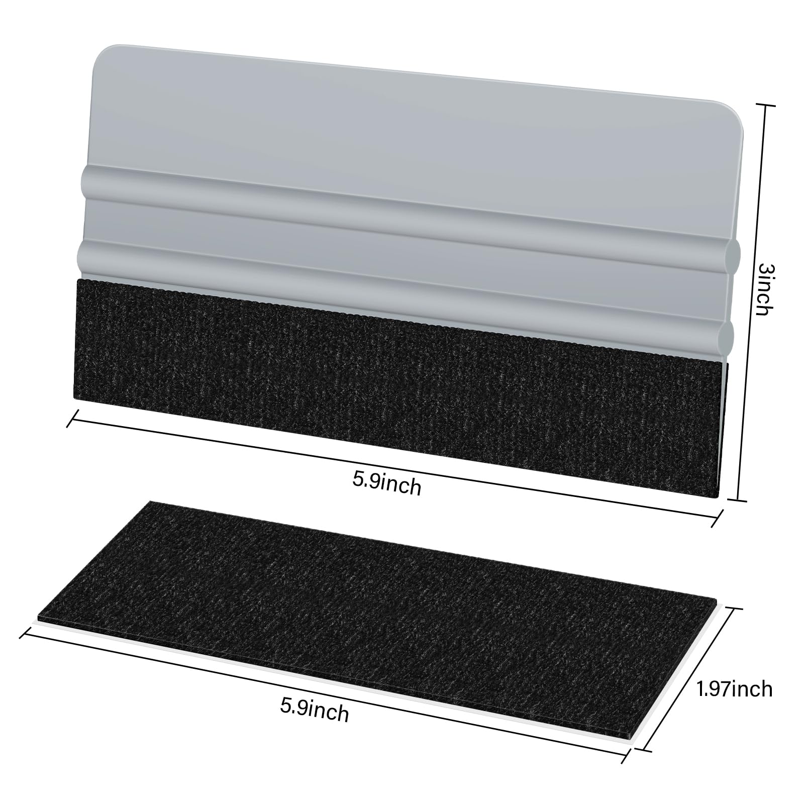 Arayker Paquete de 10 espátulas de vinilo de 15,2 cm con borde de fieltro para ventana, espátula aplicadora de calcomanías, herramienta de alisado de papel tapiz con 10 piezas de tela de fieltro negro