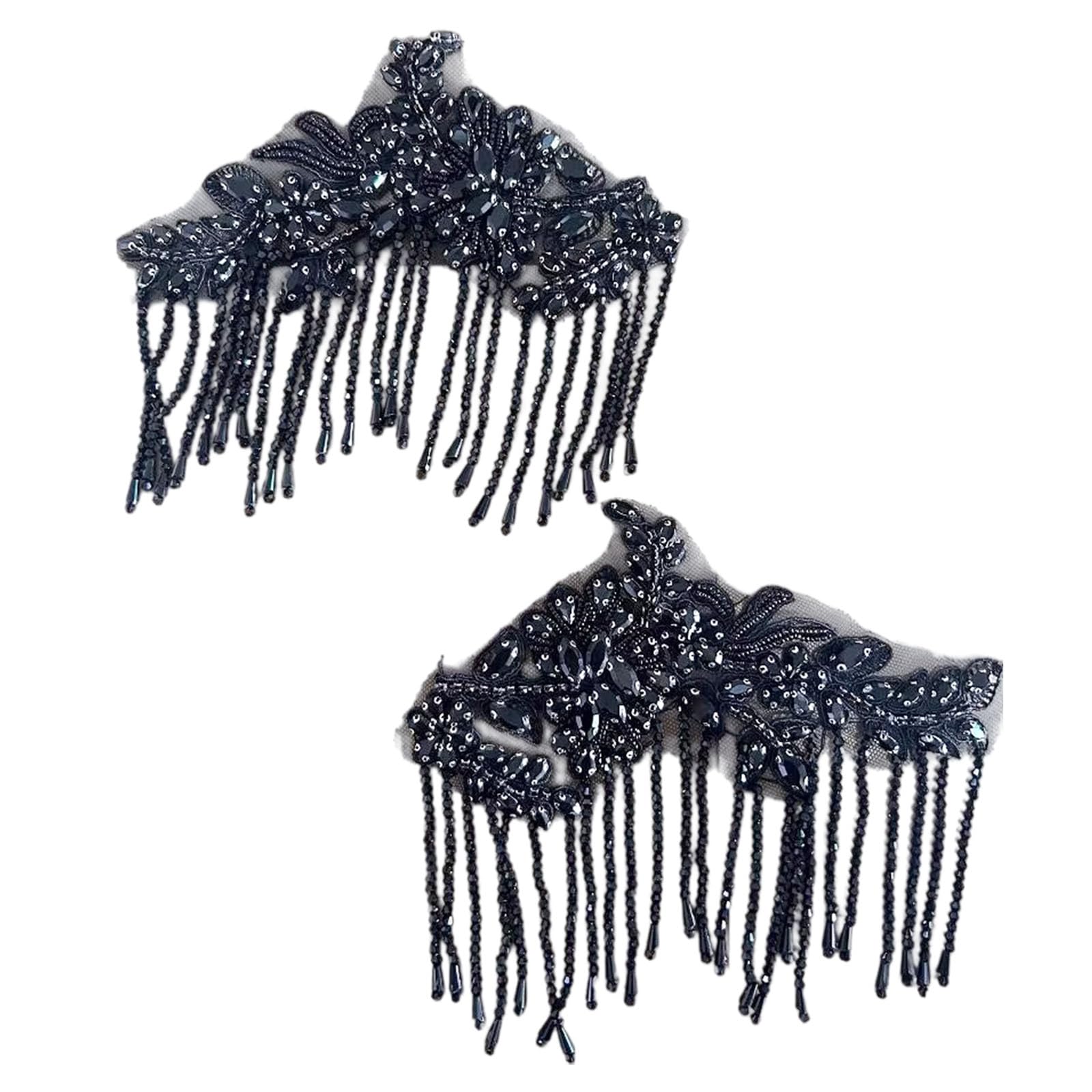 Kaeltsyn Rhinestones Fringe Embellishment with Glass Rhinestones and Beads for Costumes Design Party Wear Adornings