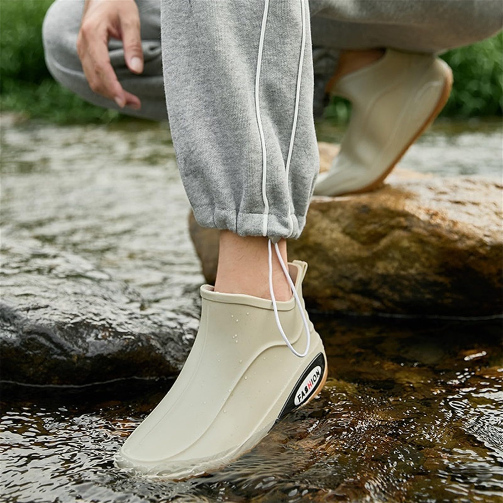 Męskie buty przeciwdeszczowe na co dzień wodoodporne krótkie kalosze z gumową podeszwą retro obuwie do ogrodnictwa wilgotne spacery po mieście