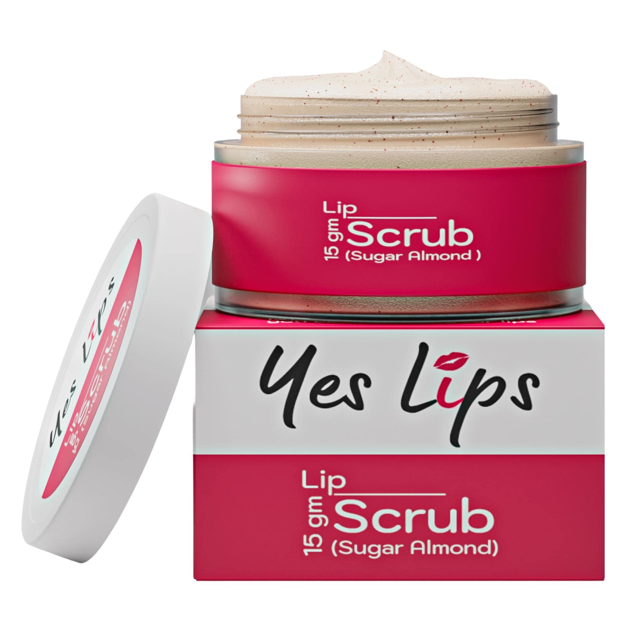 Yes LipsSugar Almond Lip Scrub Balm For Brightening Pink Baby Like Lips For Men & Women Enriched With Almond Oil, Vitamin E & Jojoba Oil (15 gm)
