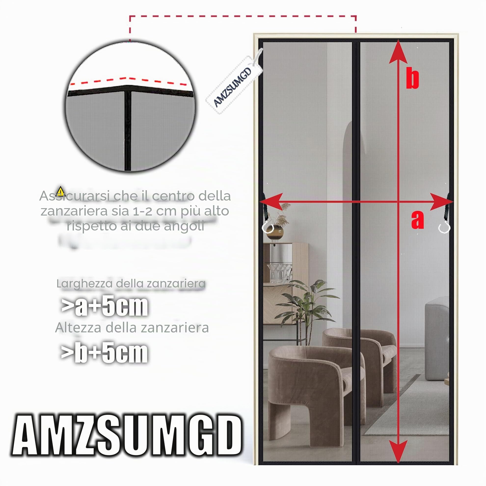 Zanzariera Magnetica, 300 x 250 cm Anti Zanzare Calamite Tenda, Chiusura Automatica Adsorbimento Magnetico Totalmente Magnetica, per Corridoi Porte Patio Nero