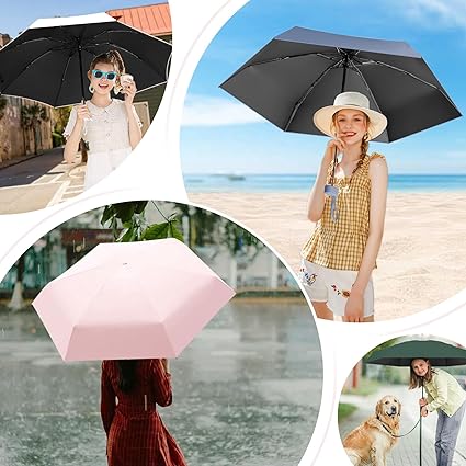 Mini Parapluie Pliant Ultra Léger, Coupe-Vent, Imperméable, Blanc Crème, Petit Design Compact Label - Bagagerie - Maroquinerie