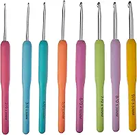 Kit de Agulha Para Crochê, NYBC, 8 Agulhas de Diferentes Tamanhos, Cabo de Silicone