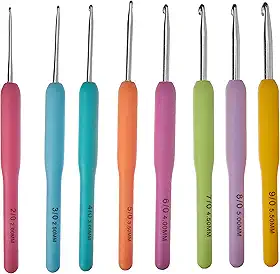 Kit de Agulha Para Crochê, NYBC, 8 Agulhas de Diferentes Tamanhos, Cabo de Silicone