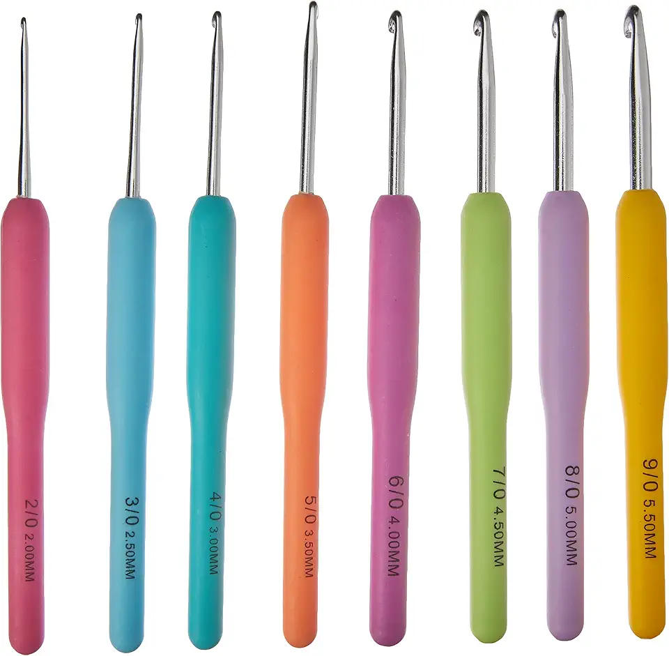 Kit de Agulha Para Crochê, NYBC, 8 Agulhas de Diferentes Tamanhos, Cabo de Silicone