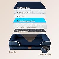 Vista 49 de EHEYCIGA - Cama ortopédica para perro grande, impermeable, de espuma viscoelástica y espuma tipo caja de huevos, bordes elevados, antideslizante