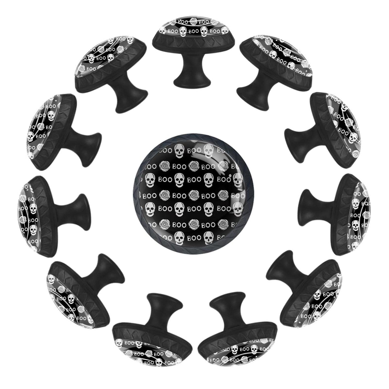 Boutons de tiroir de 35 mm ronds avec motif crâne pour relooking de meuble