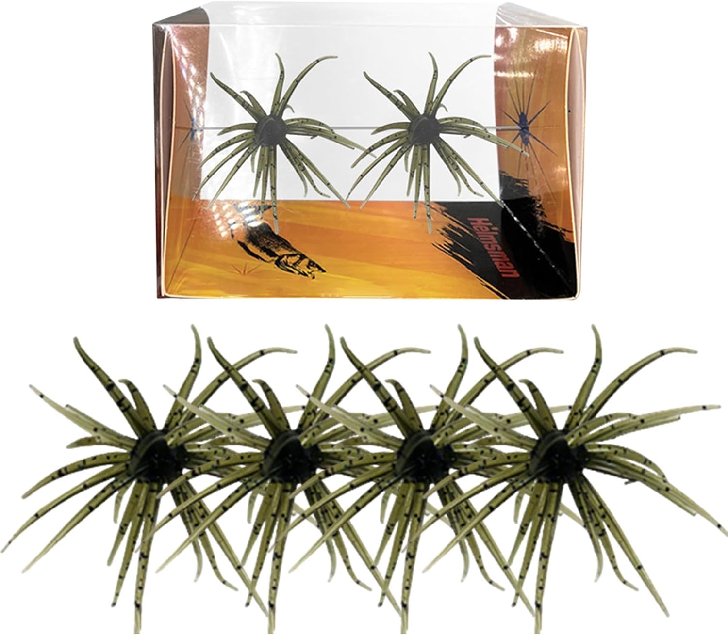 4Pcs Sea Urchin Soft Bait | Realistic Fuzzy Dice Fishing Lure for Bass & Perch | Floating TPR Swimbait with Reflective Stars | Artificial Worm Bait for Saltwater&Freshwater