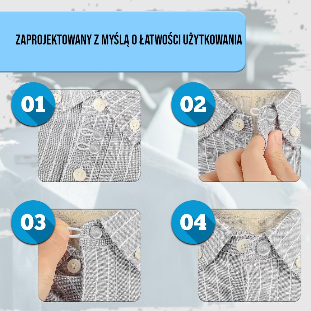 C2 2 szt. Przedłużki do kołnierzyka koszuli, Średni - Białe - 18L