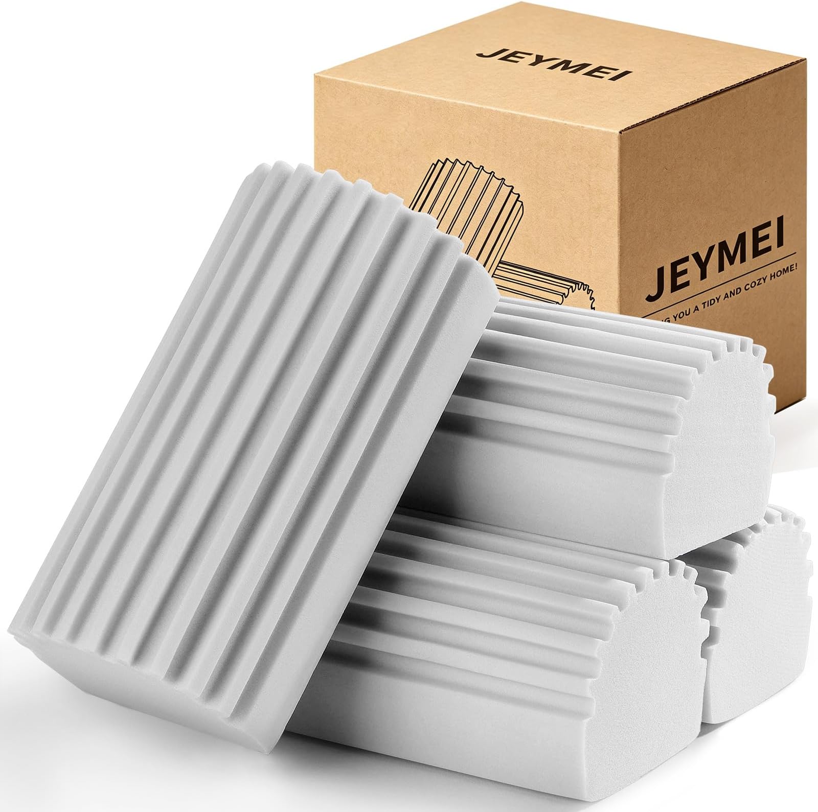 Jeymei 4-Pack Damp Clean Duster Sponge, Sponge Cleaning Brush, Duster for Cleaning Blinds, Glass, Baseboards, Vents, Railings, Mirrors,Window Track Grooves and Faucets(Gray)