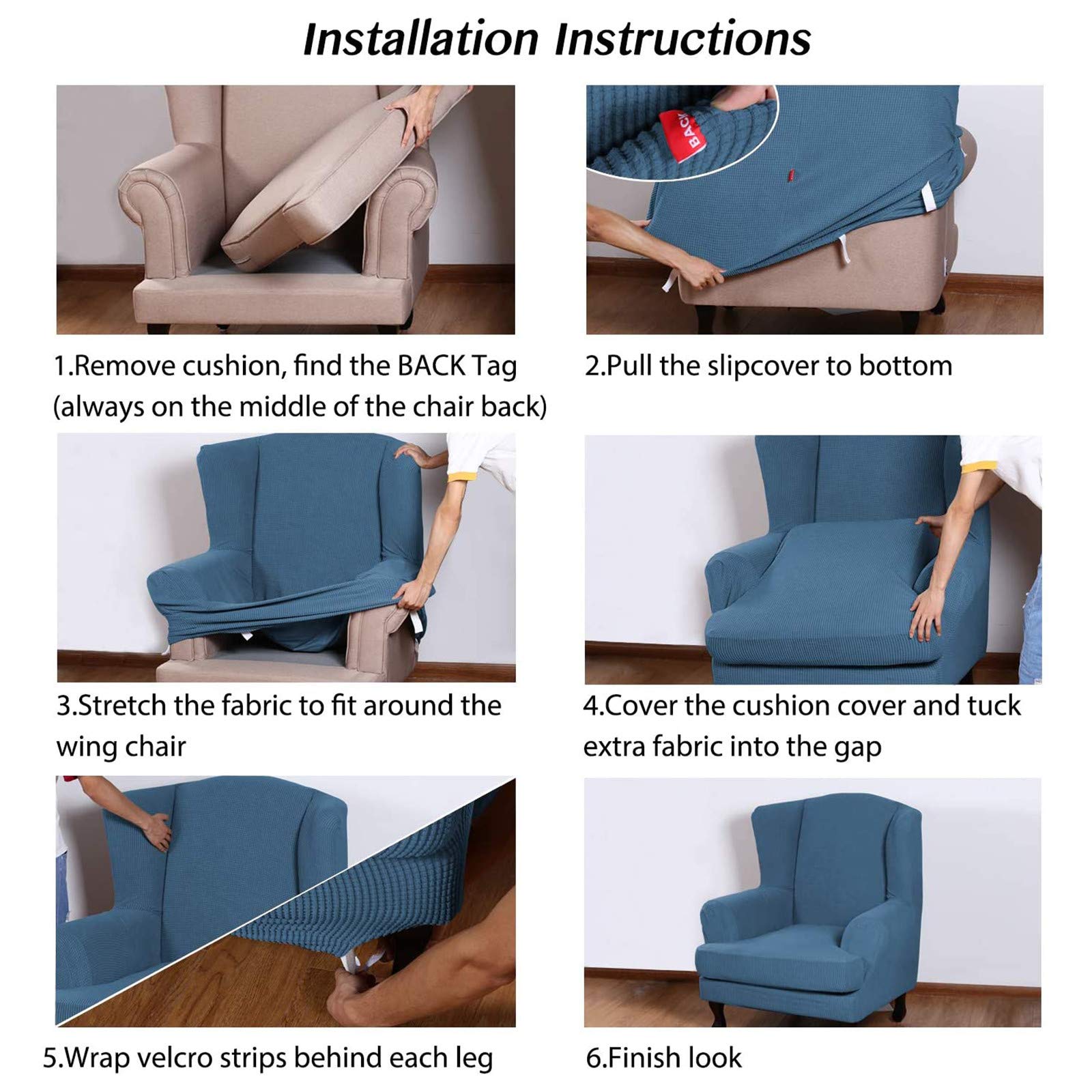 2 Coprisedie In Tessuto Jacquard Spesso, Blu Polveroso, Con Fodera Singola, Elasticizzati, Antiscivolo, Per Soggiorno E Divano