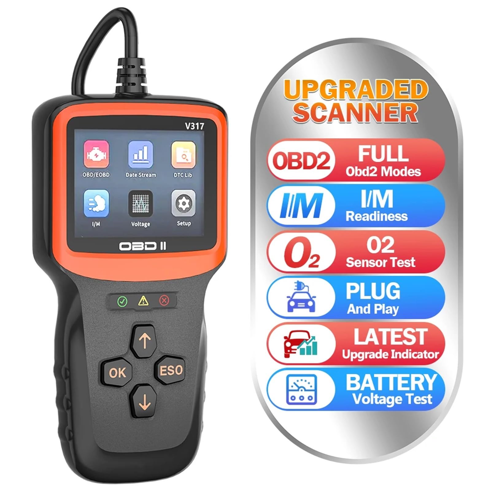Lettore di Codici diagnostici for Scanner OBD2 V317 Strumento diagnostico OBDII for Auto Rilevatore guasti al Motore for Accessori for