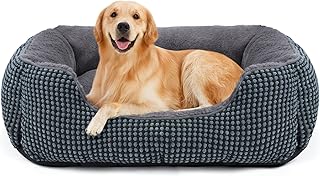FURTIME Hundebett Grosse Hunde, Hundekorb Waschbar Flauschig, rutschfeste Hundekörbchen, Anti-Angst Hundebetten für Grosse und Mittelgroße Hunde und Katzen, 89x63x23cm product image