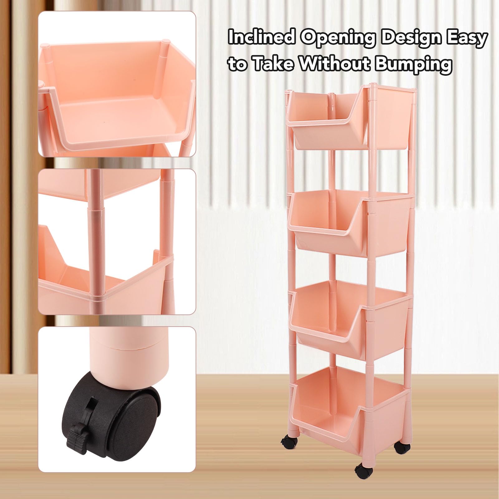 Qcwwy Carrelli Portaoggetti Librerie Scaffali Carrello Portaoggetti Mobile Scaffale per Libri con Ruote Bloccabili Rotazione a 360 Gradi per Ufficio Camera da Letto Lavanderia Dispensa Rotolamento