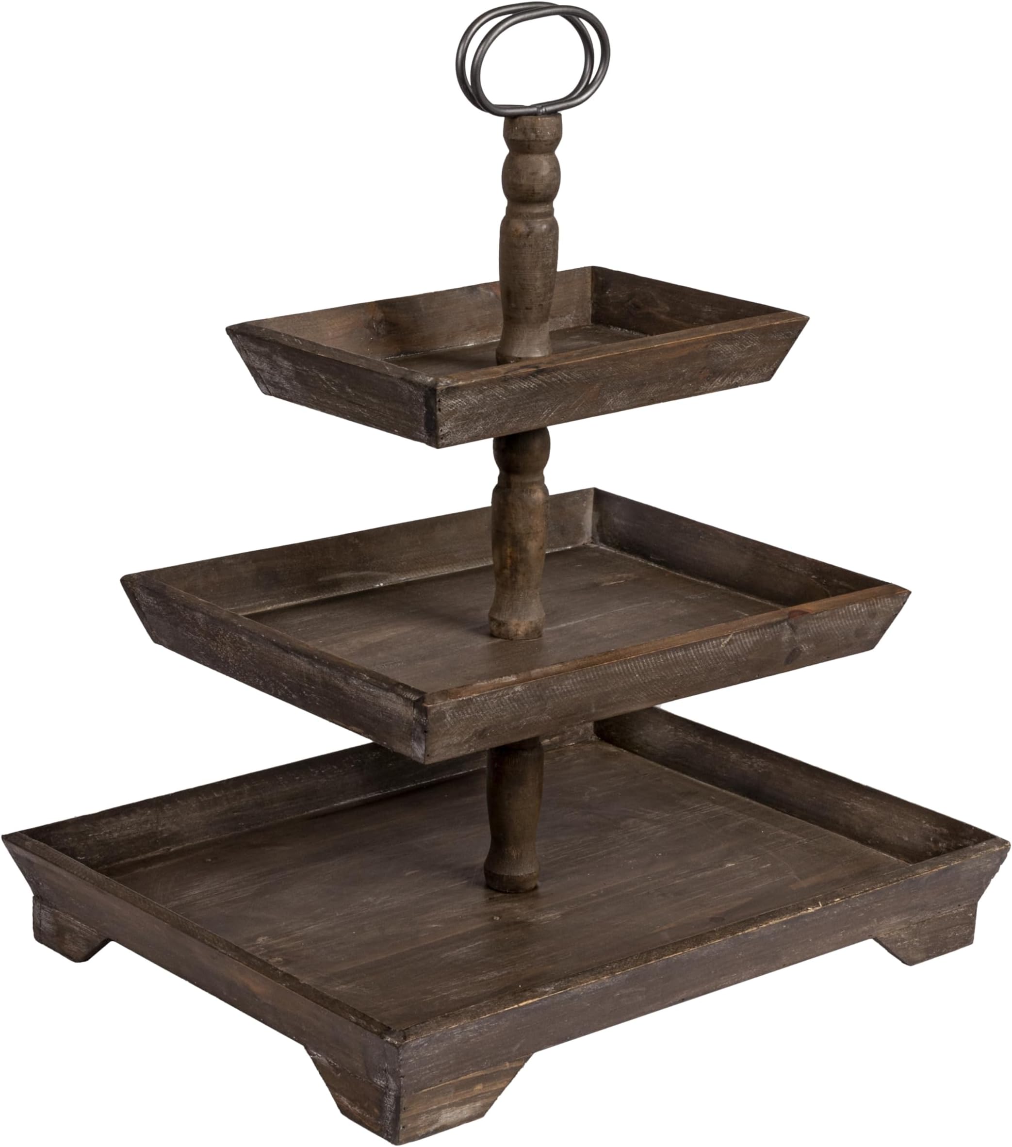 Creative Co-Op Decorative 3 Tier Tray, Brown