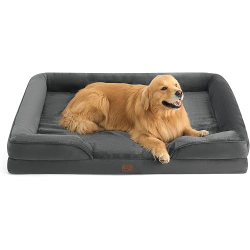 Bedsure XXL Orthopedic Dog Bed for Extra Large Dogs - Washable Giant Dog Cat Bed Waterproof, Comfort Dogs Couch Sofa with Washable Removable Cover, Pet Bed with Nonskid Bottom, Dark Grey, 52"