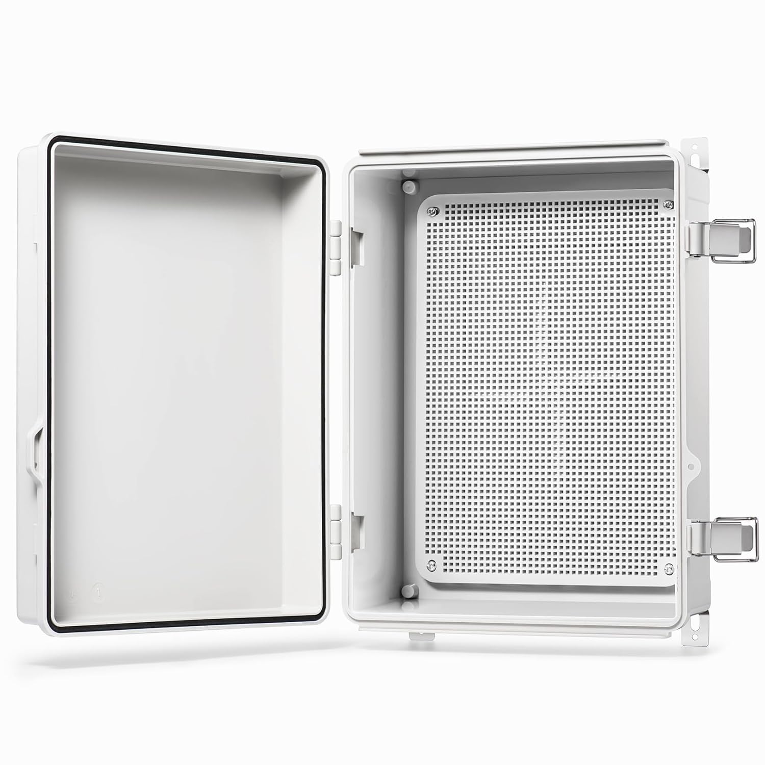 QILIPSU Waterproof Junction Box IP67 Outdoor Plastic Electrical Project Enclosure Weatherproof with Mounting Plate, Wall Brackets, Hinged Grey Cover 14.8"x10.8"x6.1" 14.8"x10.8"x6.1" Grey Cover