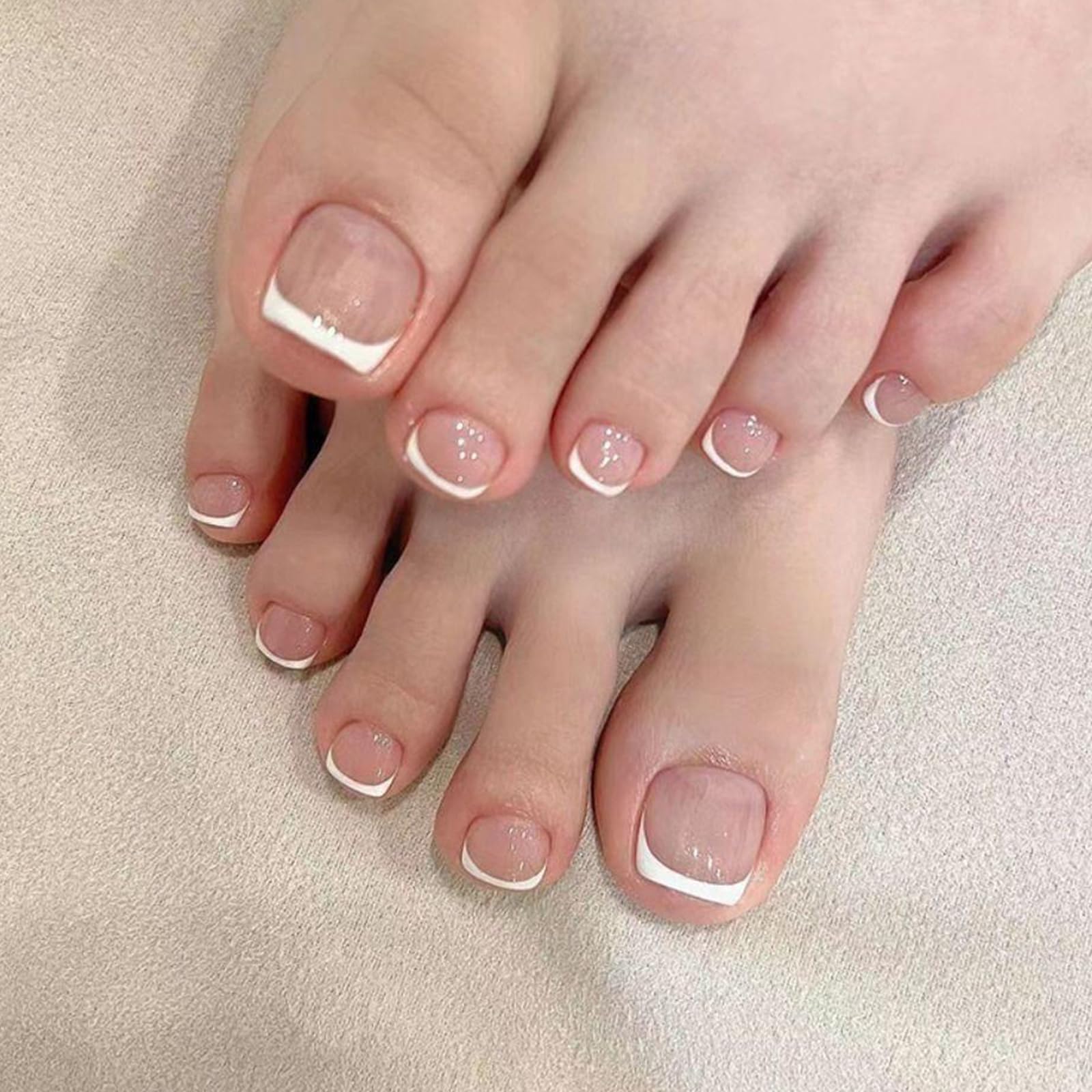 ZAHRVIA 120pcs French Tip False Toe Nails, Ready-to-Use Press On Toenail - Image 3