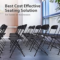 Vista 5 de 4 PACK White Foldable Plastic Chair Folding & Stackable 350 lbs Capacity Steel Frame Seats for Indoor Outdoor Commercial Use Events Wedding