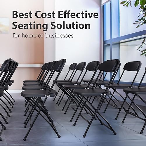 Miniatura 5 de 4 PACK White Foldable Plastic Chair | Folding & Stackable | 350 lbs Capacity Steel Frame Seats for Indoor Outdoor | Commercial Use Events Wedding