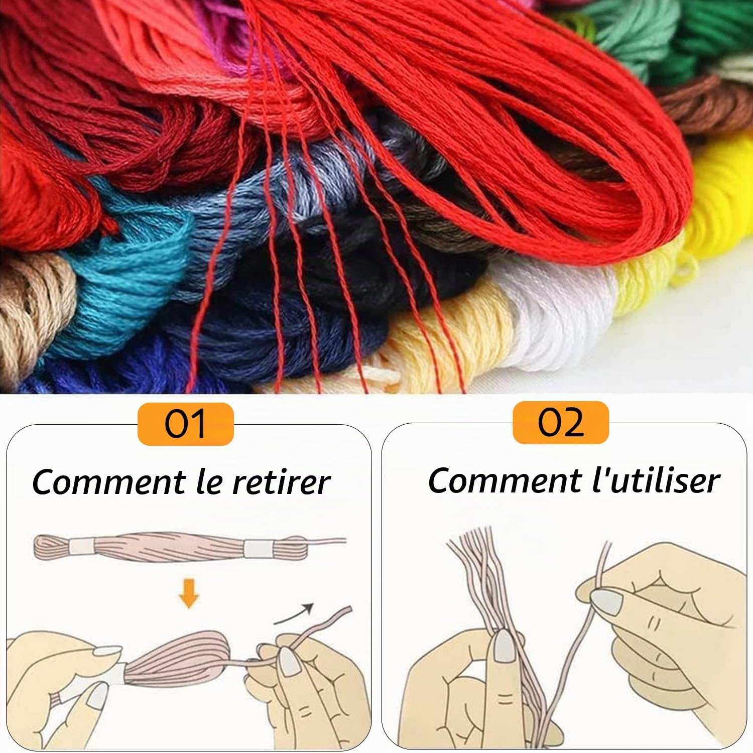 Maxee 200 couleurs fil à broder arc-en-ciel pour point de croix et bracelets