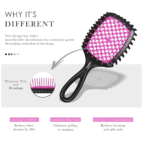 Miniatura 2 de Cepillo desenredante  Paquete de 2 cepillos ventilados para cabello húmedo y seco  Cepillo desenredante fácil y sin dolor que reduce los nudos y la