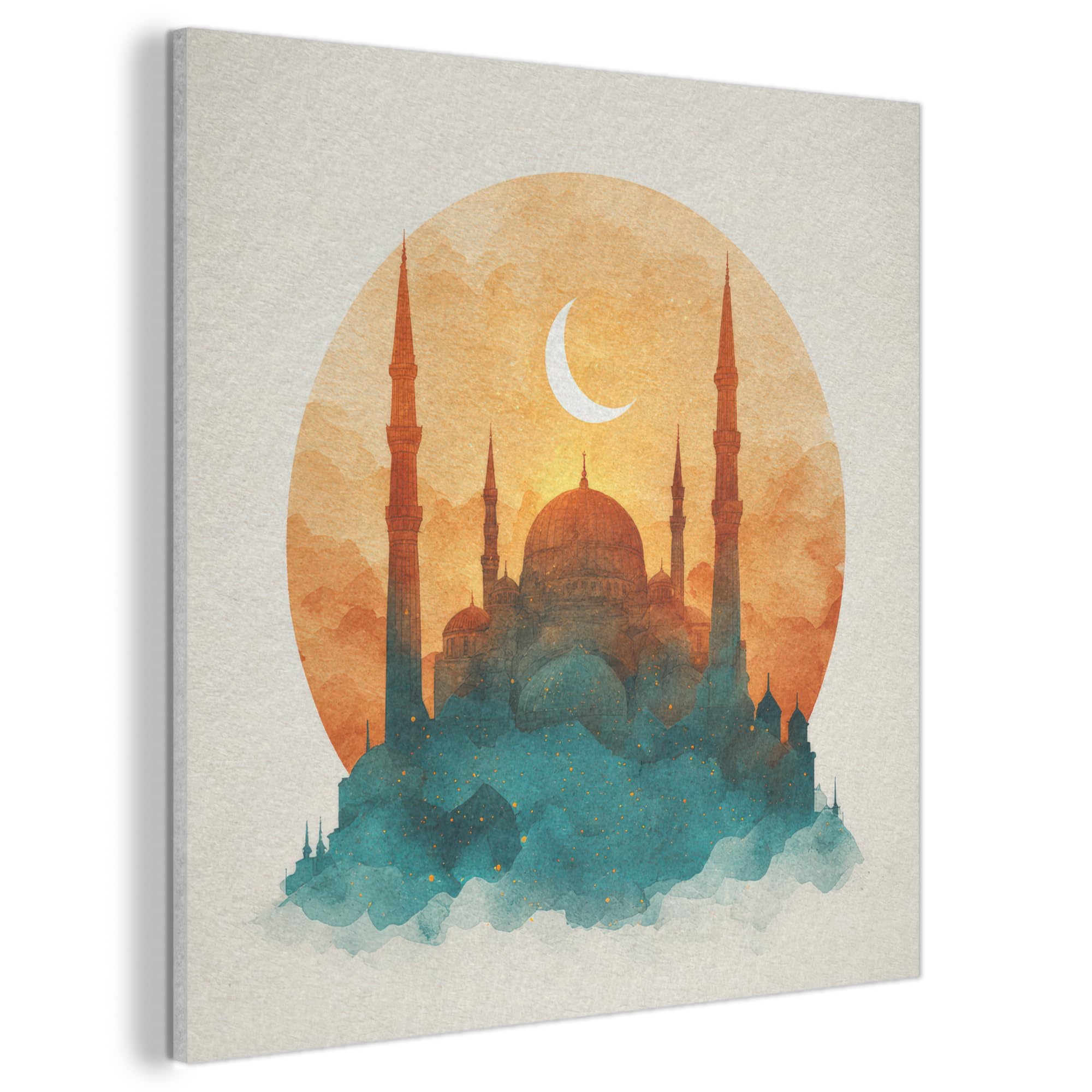 MuchoWow© Felt Panel 80x80 cm Room Style Piece Wallfillers Visual Display Decoration Wall Art Mosque - Circle - Dome - Orange