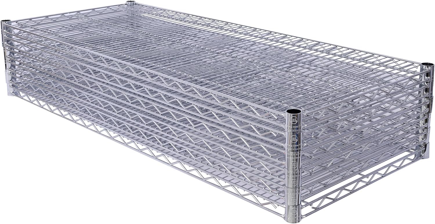 Scaffale in Filo Metallico A 7 Ripiani Resistente con Ruote, Regolabile, Portata Massima 1110 kg, Ideale per Armadi, Garage, Cucine E Cantine - Dimensioni: 207 Cm (Altezza) X 122 Cm (Lunghezza)