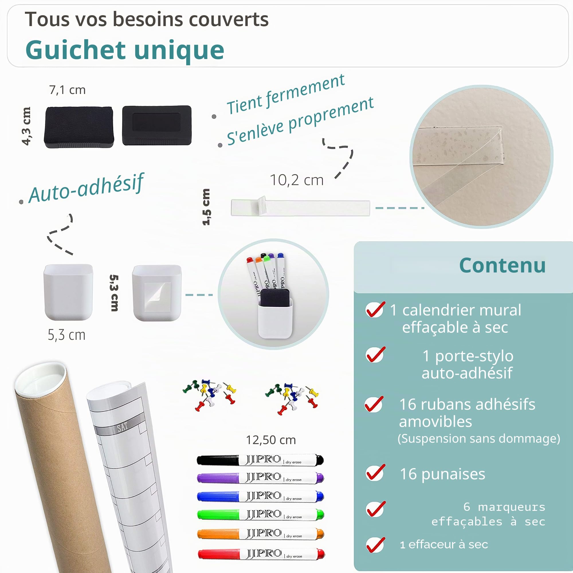 Grand calendrier mural effaçable à sec – 152,4 x 96,5 cm – Planificateur annuel vierge non daté – Tableau blanc géant de 12 mois – Calendrier laminé de qualité supérieure pour salle de classe, bureau,