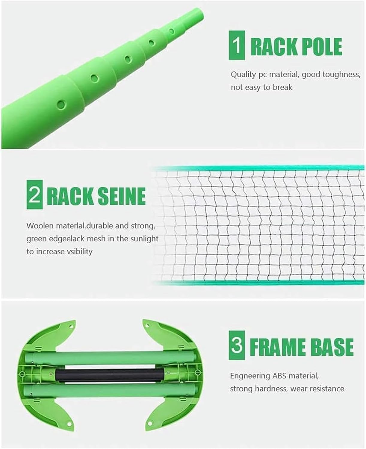 Portable Badminton Net Set Home Simple Folding Mobile Badminton Volleyball Net Rack Outdoor Indoor Backyard Lawn Beach Stand Training Venue