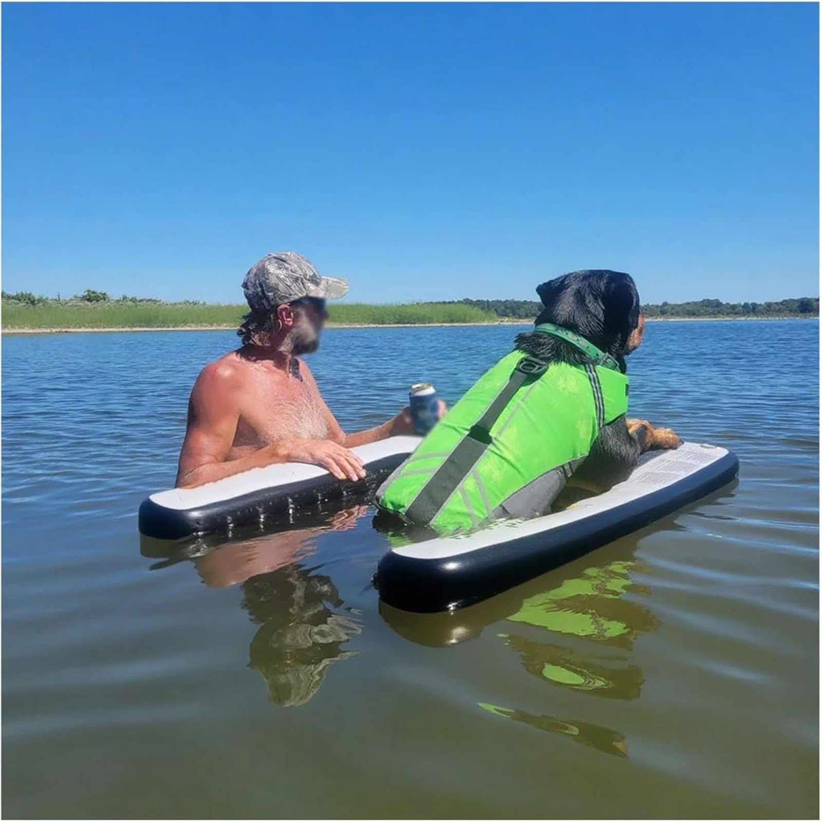 WDJBPSH Rampa de Agua Inflable del Perro Portátil Flotante Rampa de Agua para Perros, Inflable Escalera para Mascotas para Pontones, Piscinas, Lagos Y Playas(Black)