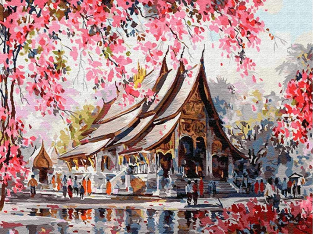 Peinture par numéros paysage de ville en acrylique 40x50cm