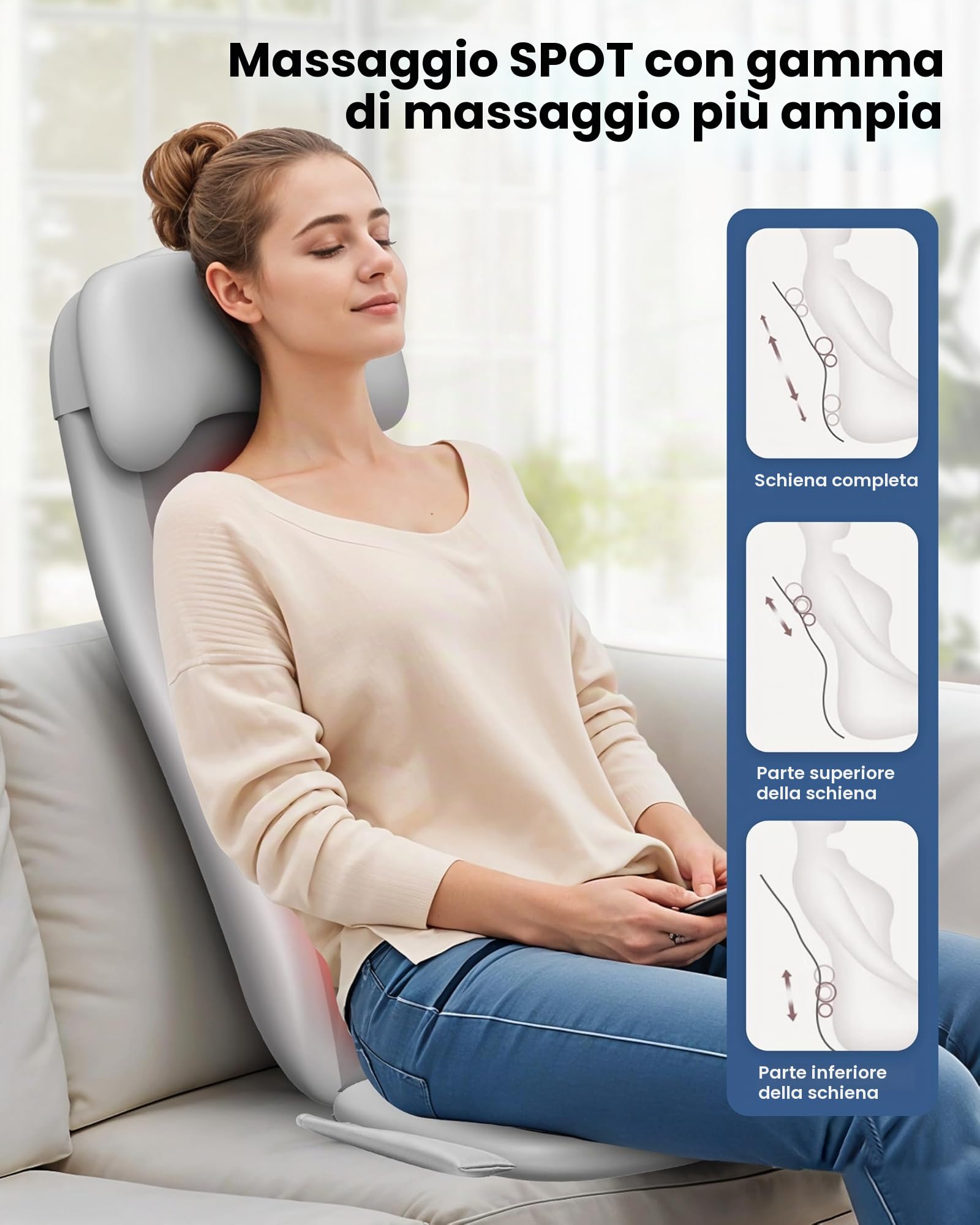COMFIER Sedile Massaggiante Shiatsu con Funzione Riscaldante, Massaggiatore Schiena e Collo per Tessuti Profondi Shiatsu 2D/3D, Cuscino Massaggiante per Tutta la Schiena, Regalo per Uomini e Donne
