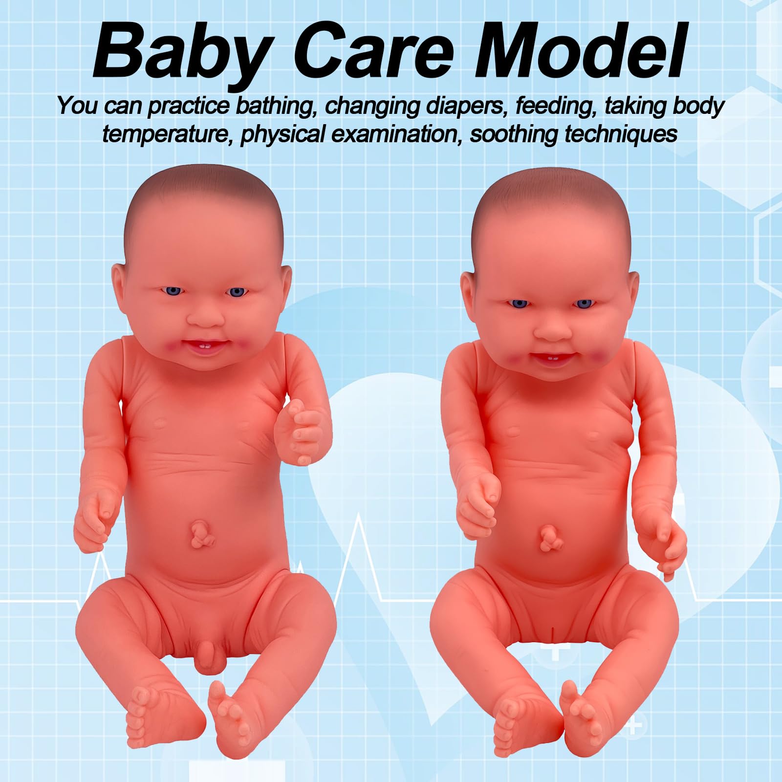 Lebensgroße 52,1 cm Neugeborene Ganzkörper-Stillpuppe, 1 Set Neugeborenen-Modelle, enthält einen Jungen und ein Mädchen zum simulierten Baden und Stillen