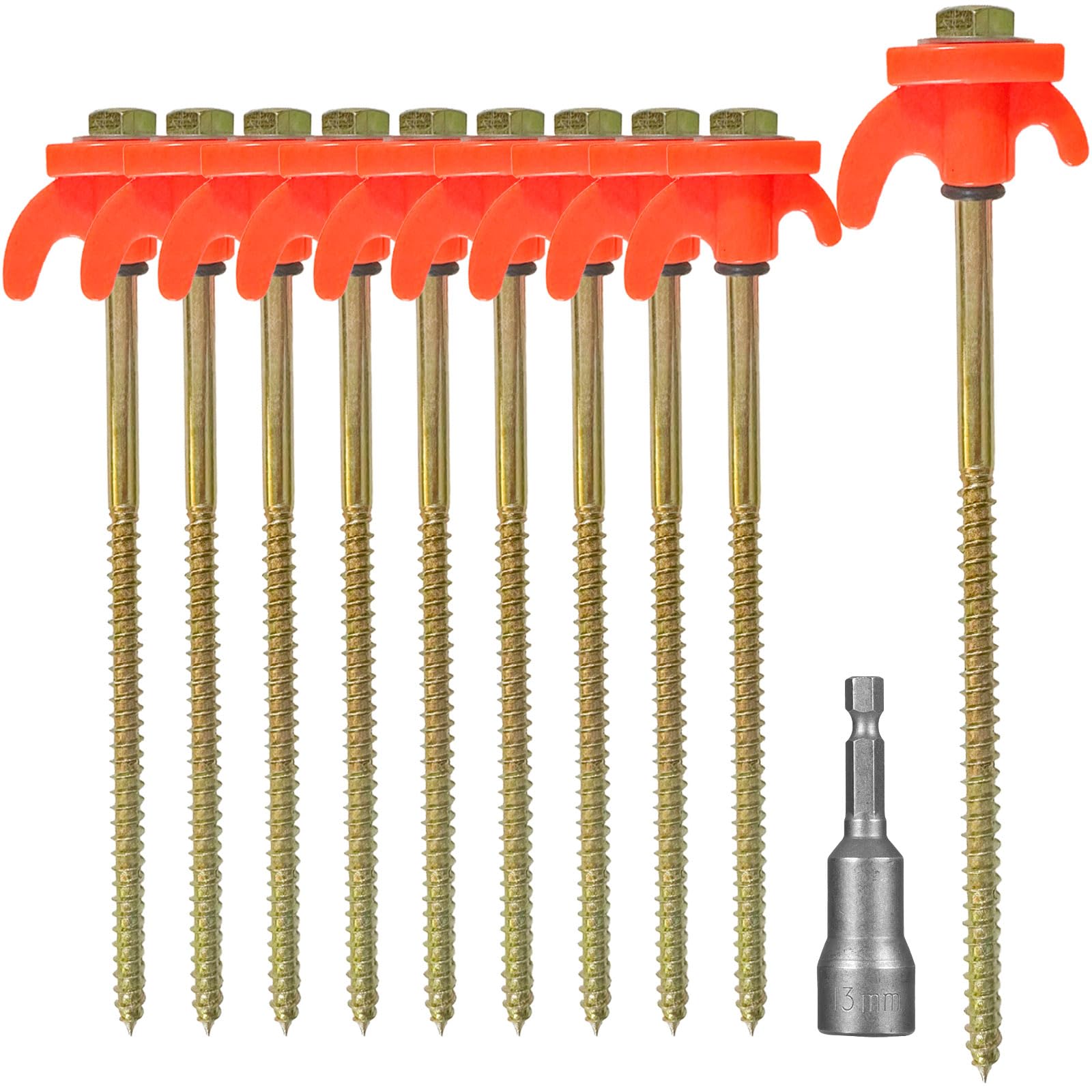 KEELYY 10x Zeltheringe Schraubheringe, Heringe Stahl mit Gewinde, Heringe Erdnägel Stabil für Camping und Outdoor, Zelthaken für harten Boden,Wald, Wiesen, Gras, Robust & Stark Sport & Freizeit