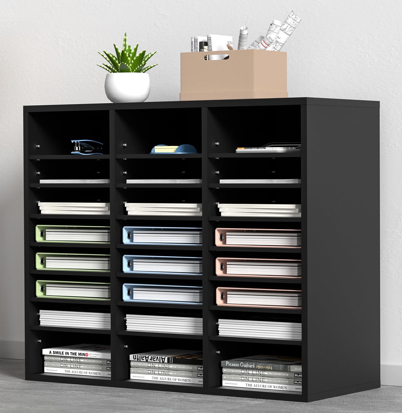 VEVOR Literature Organizers, 24 Compartments Wooden Office