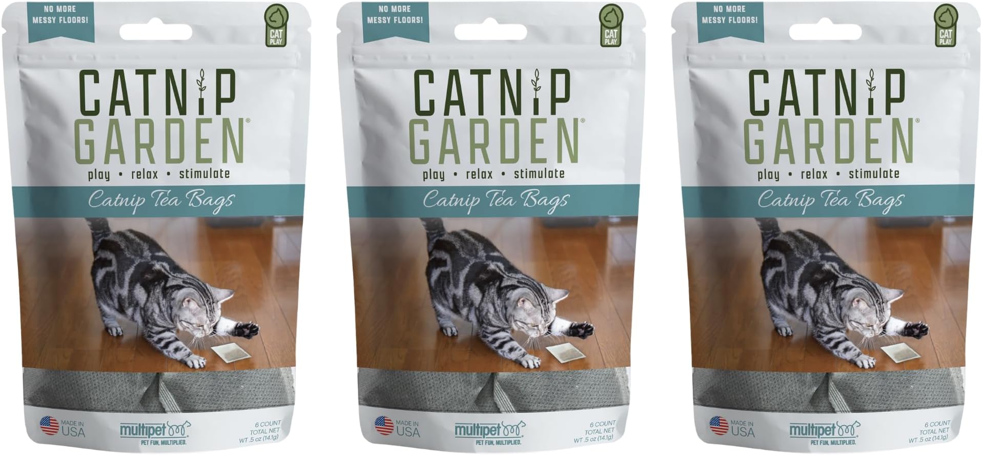 Catnip Garden Catnip Tea Bags for Cats, All Natural, 6 Count (Pack of 3)