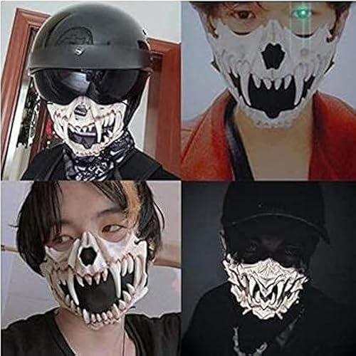 Miniatura 2 de Máscara de esqueleto de Halloween, máscara de hombre lobo aterrador, máscara de media calavera, disfraz de cosplay de media cara, dientes de